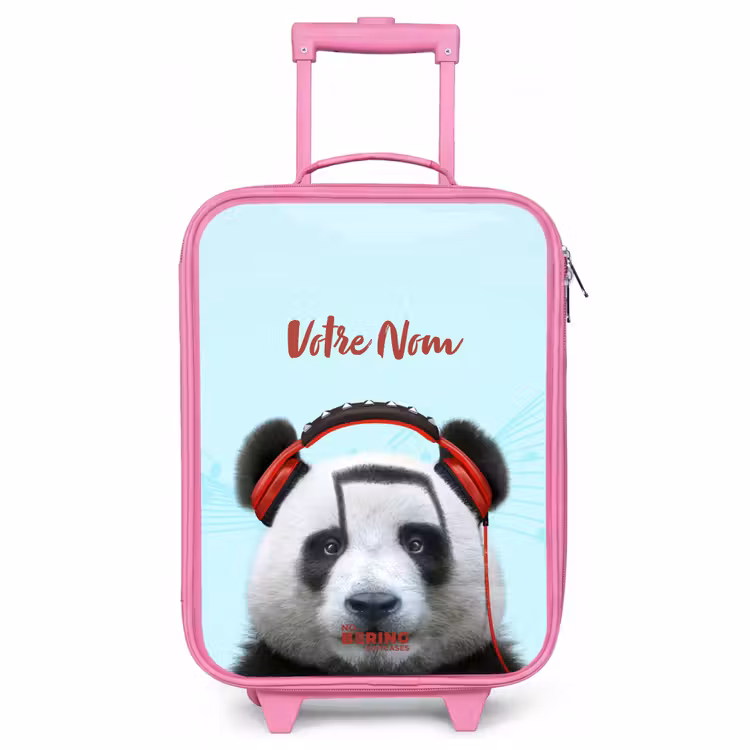 Valise enfant avec nom - Rose - Kees le panda — 1