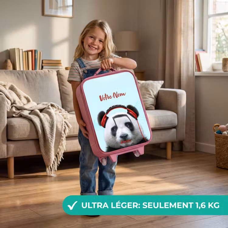 Valise enfant avec nom - Rose - Kees le panda — 3