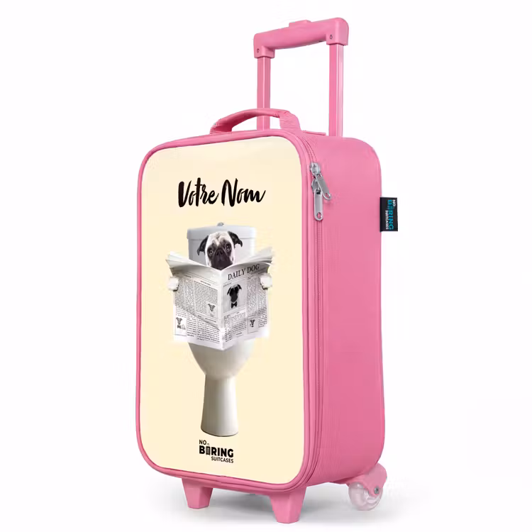 Valise enfant avec nom - Rose - Le chien lit le journal — 8