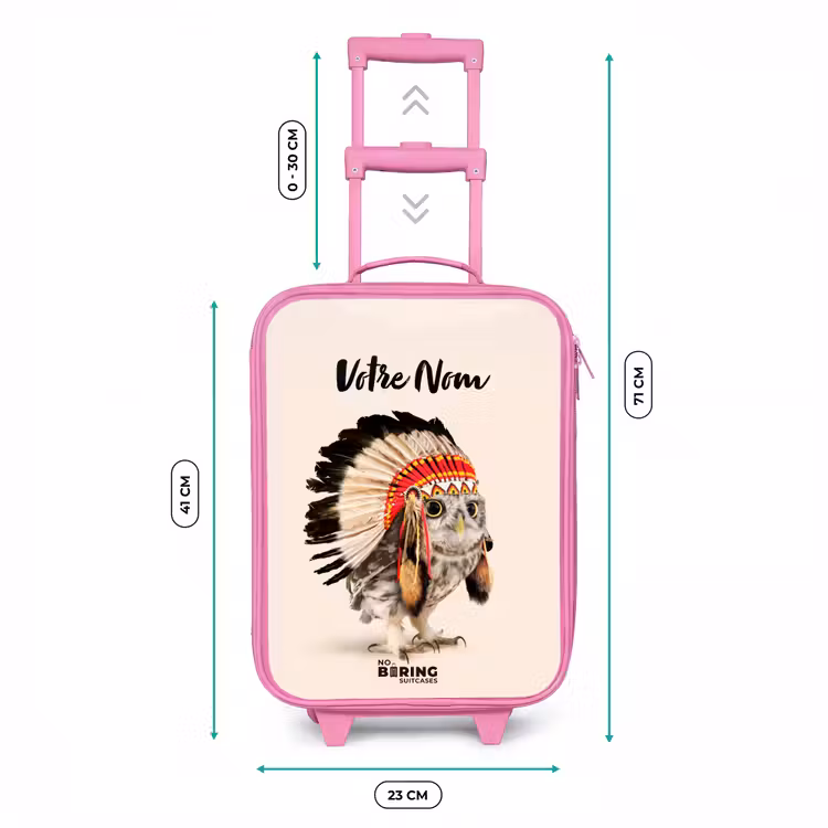 Valise enfant avec nom - Rose - Le hibou en tant qu'Indien — 6