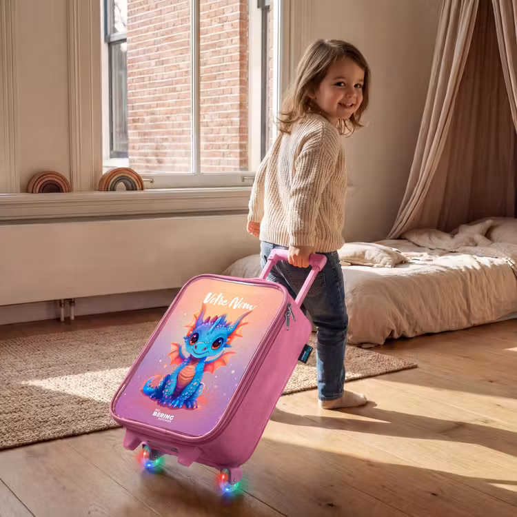 Valise enfant avec nom - Rose - Mignon bébé dragon — 2