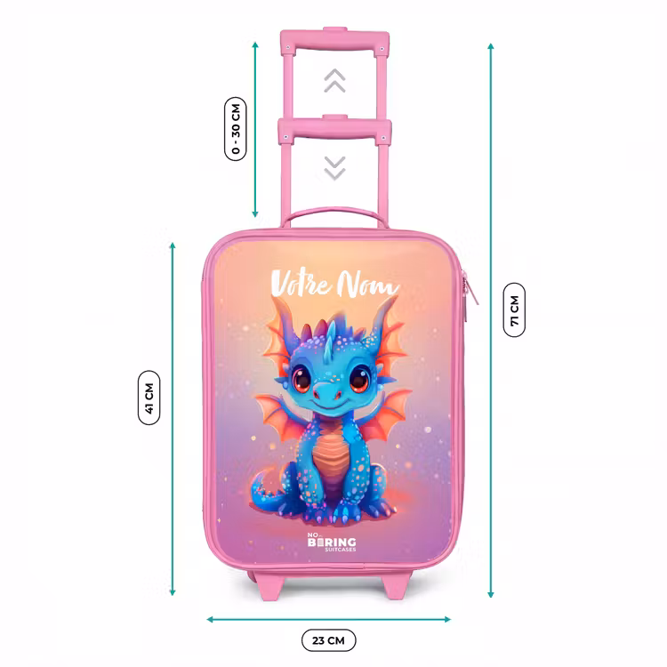 Valise enfant avec nom - Rose - Mignon bébé dragon — 6