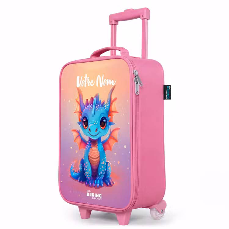 Valise enfant avec nom - Rose - Mignon bébé dragon — 8