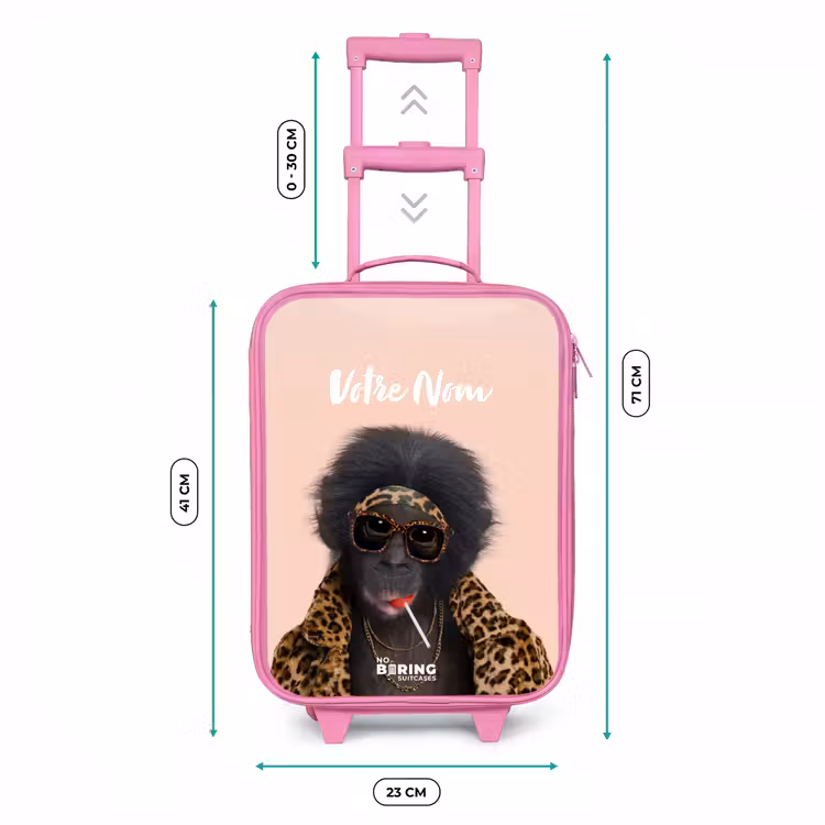 Valise enfant avec nom - Rose - Singe avec Loly — 6
