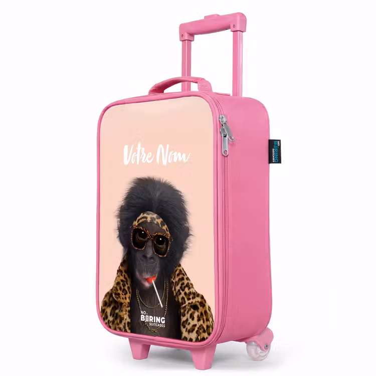 Valise enfant avec nom - Rose - Singe avec Loly — 8