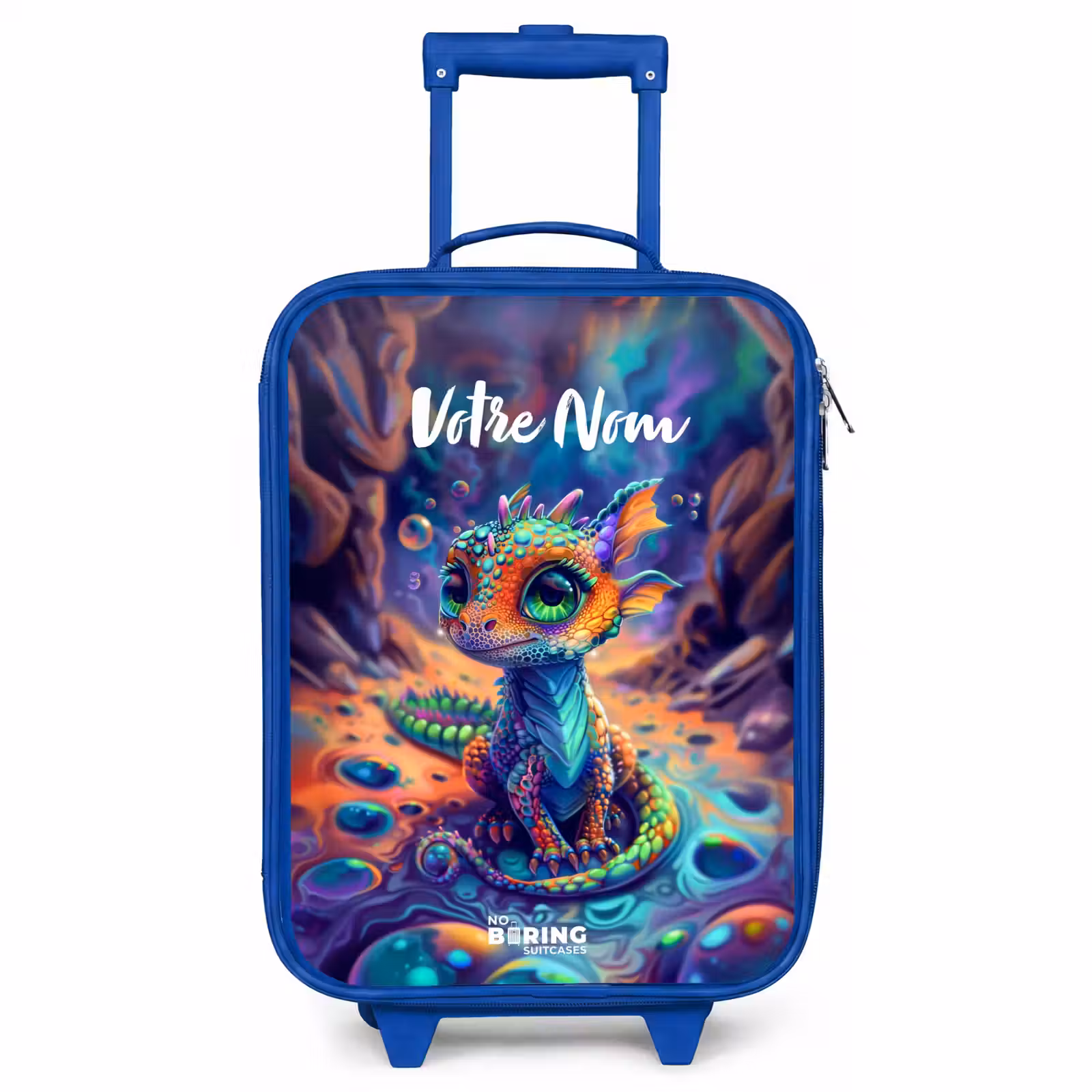 Valise enfant avec nom - Bleu - Dragon saphir orné — 1