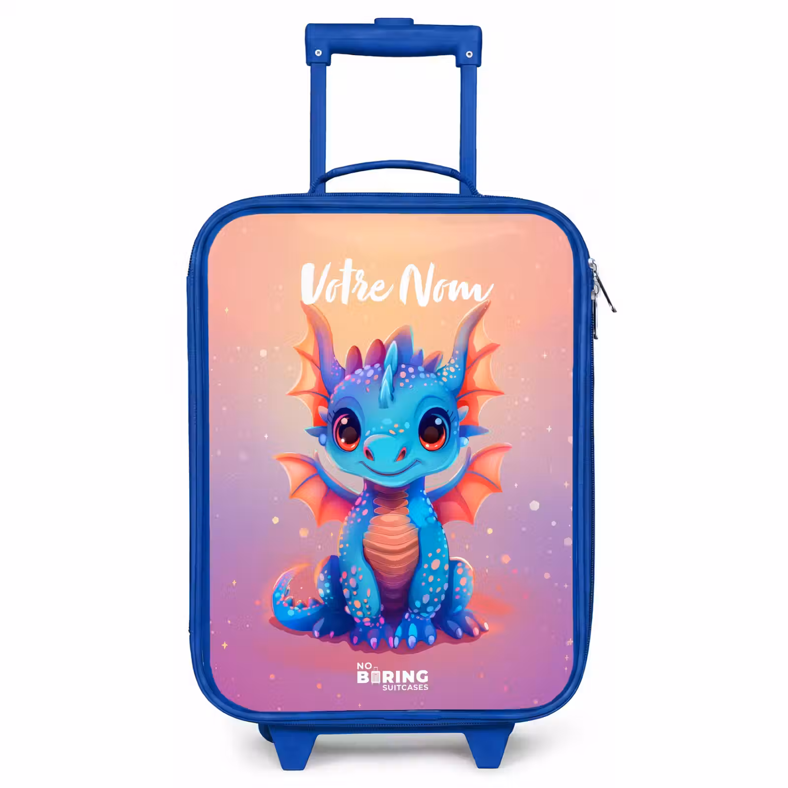Valise enfant avec nom - Bleu - Mignon bébé dragon — 1