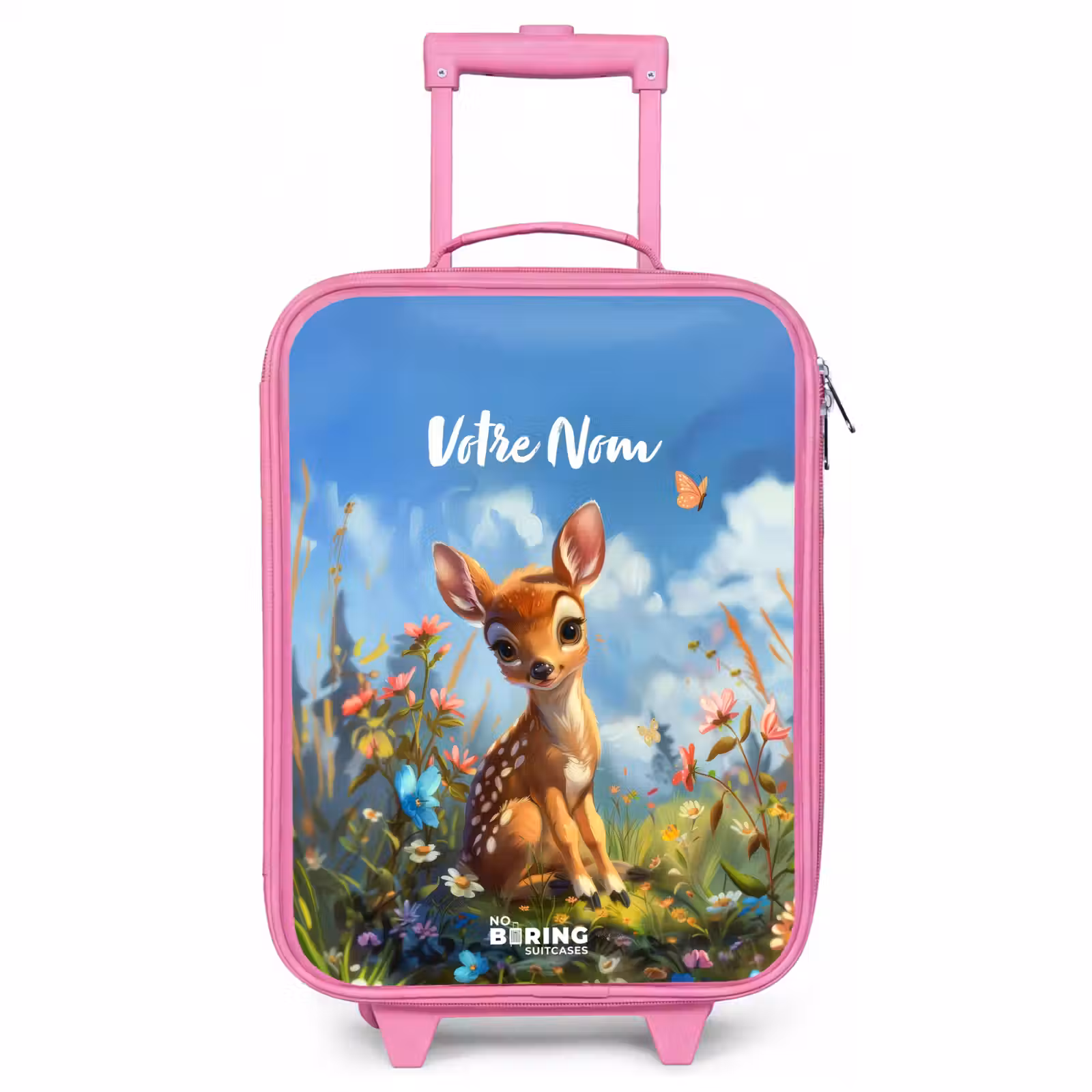 Valise enfant avec nom - Rose - Bailey fleur cerf — 1