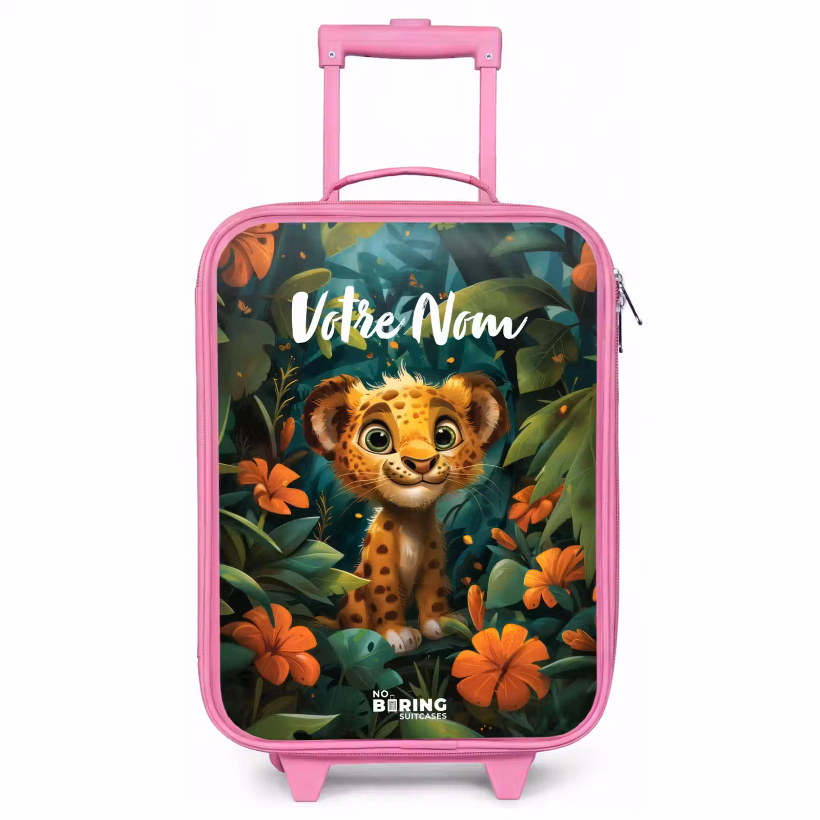 Valise enfant avec nom - Rose - Liam léopard — 1