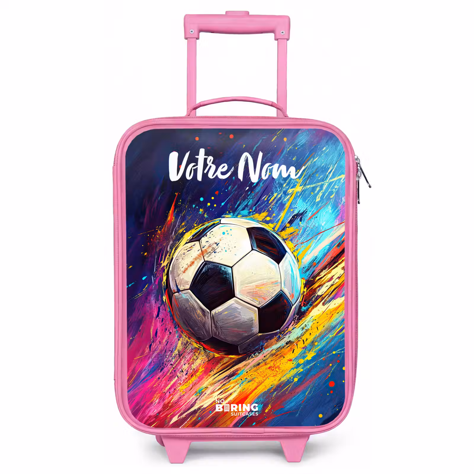 Valise enfant avec nom - Rose - Néon - Football - Coloré — 1