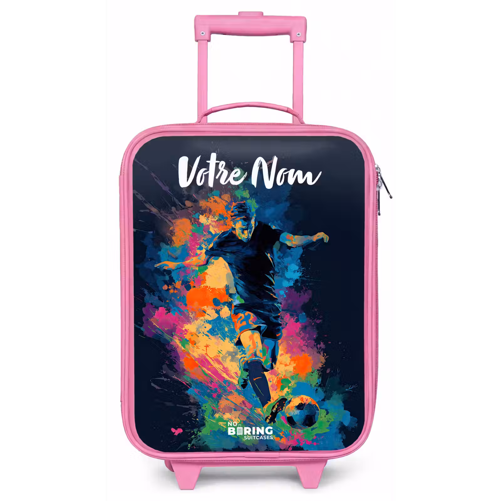 Valise enfant avec nom - Rose - Néon - footballeur - coloré — 1