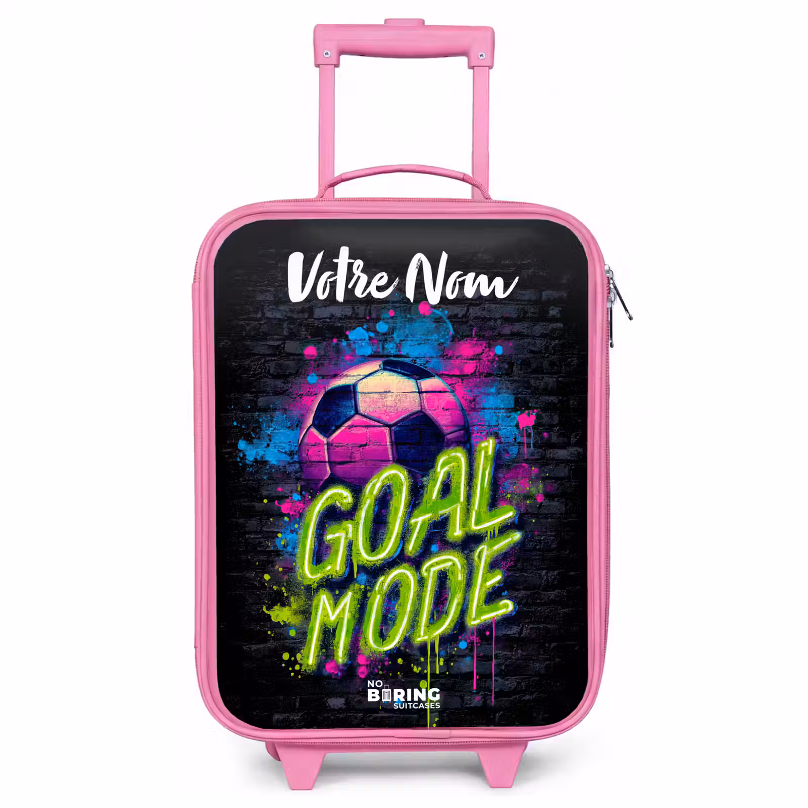 Valise enfant avec nom - Rose - Néon - Graffiti - Football - Coloré — 1
