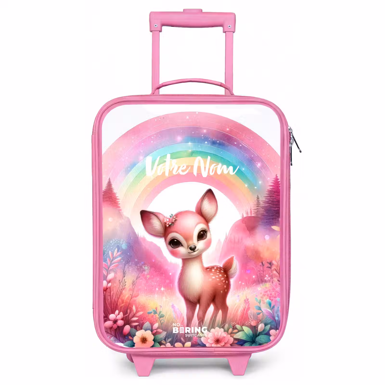Valise enfant avec nom - Rose - Rouleau rose — 1