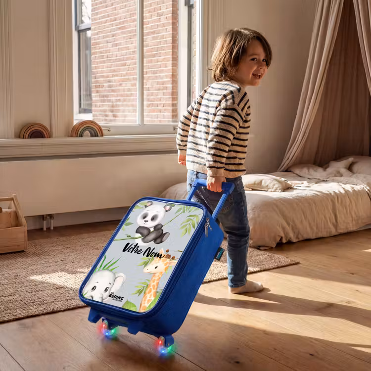 Valise enfant avec nom - Bleu - Animaux dans la jungle — 2