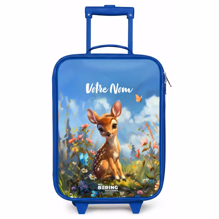 Valise enfant avec nom - Bleu - Bailey fleur cerf — 1