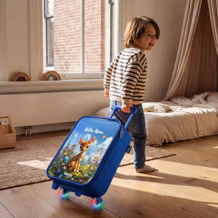 Valise enfant avec nom - Bleu - Bailey fleur cerf — 2