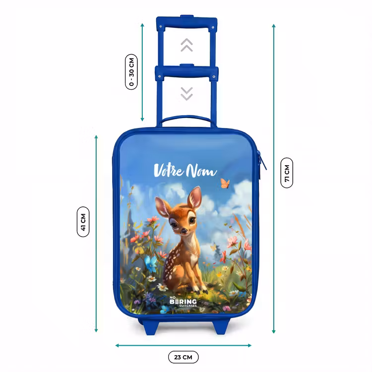 Valise enfant avec nom - Bleu - Bailey fleur cerf — 6