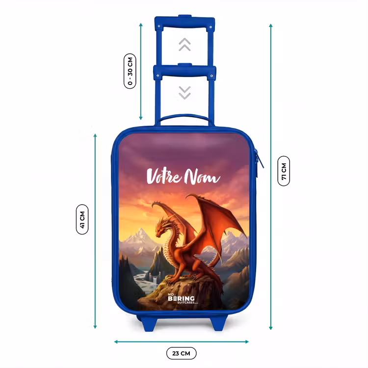 Valise enfant avec nom - Bleu - Dragon géant rouge — 6