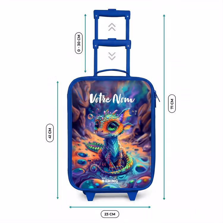Valise enfant avec nom - Bleu - Dragon saphir orné — 6