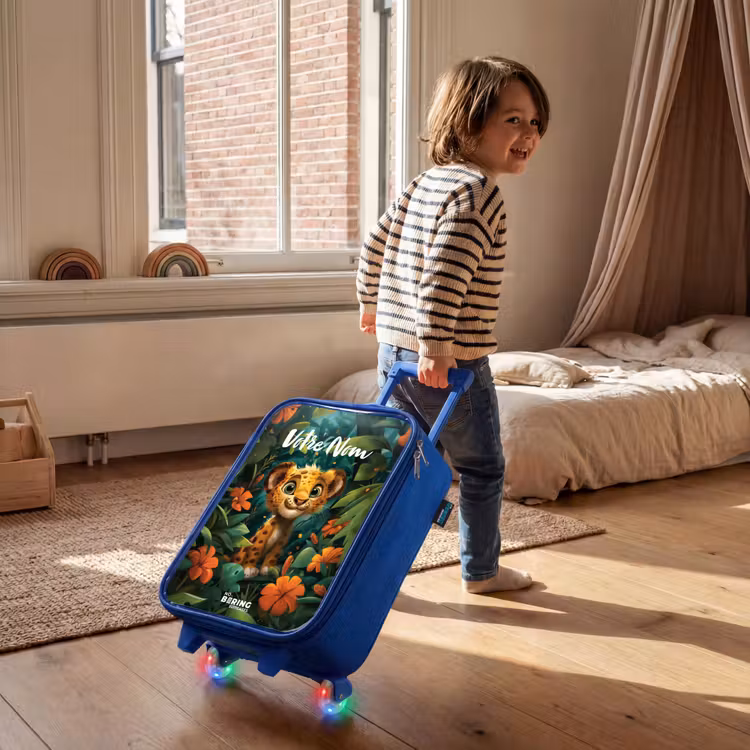 Valise enfant avec nom - Bleu - Liam léopard — 2