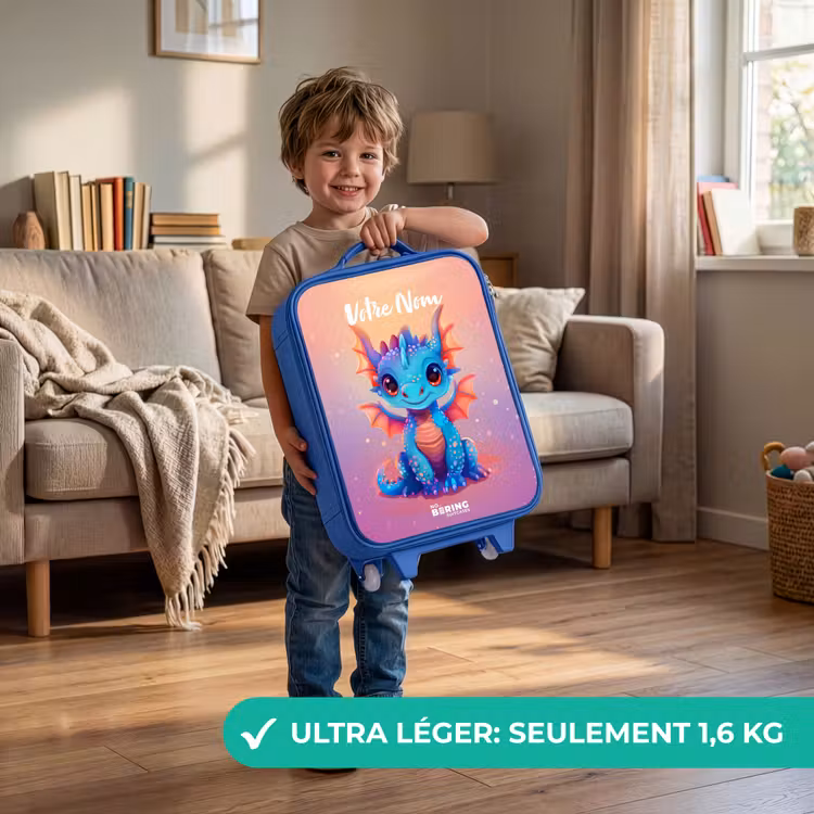Valise enfant avec nom - Bleu - Mignon bébé dragon — 3