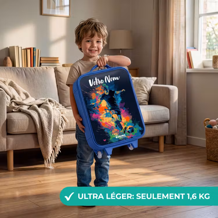 Valise enfant avec nom - Bleu - Néon - footballeur - coloré — 3