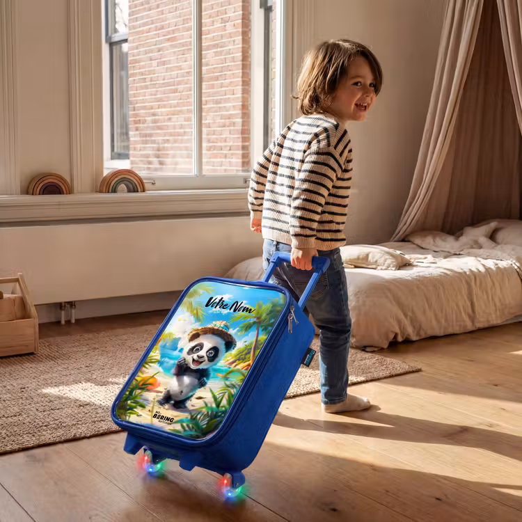 Valise enfant avec nom - Bleu - Pablo panda — 2
