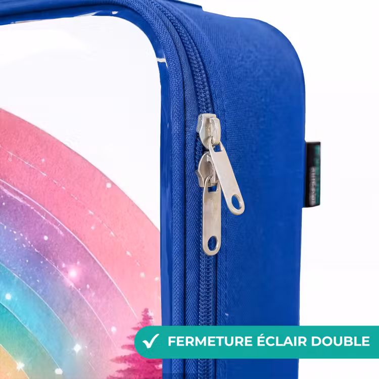 Valise enfant avec nom - Bleu - Rouleau rose — 7