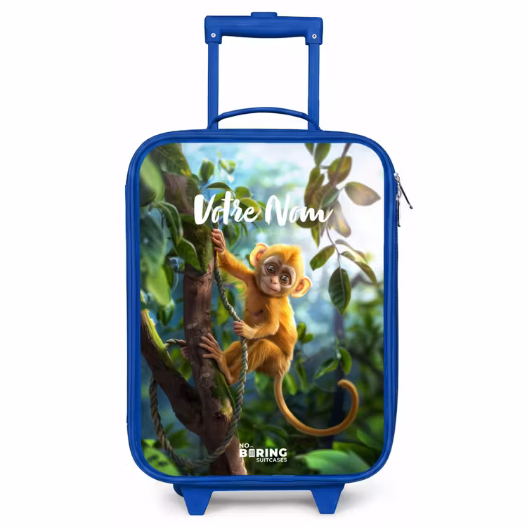 Valise enfant avec nom - Bleu - Singe Alex — 1