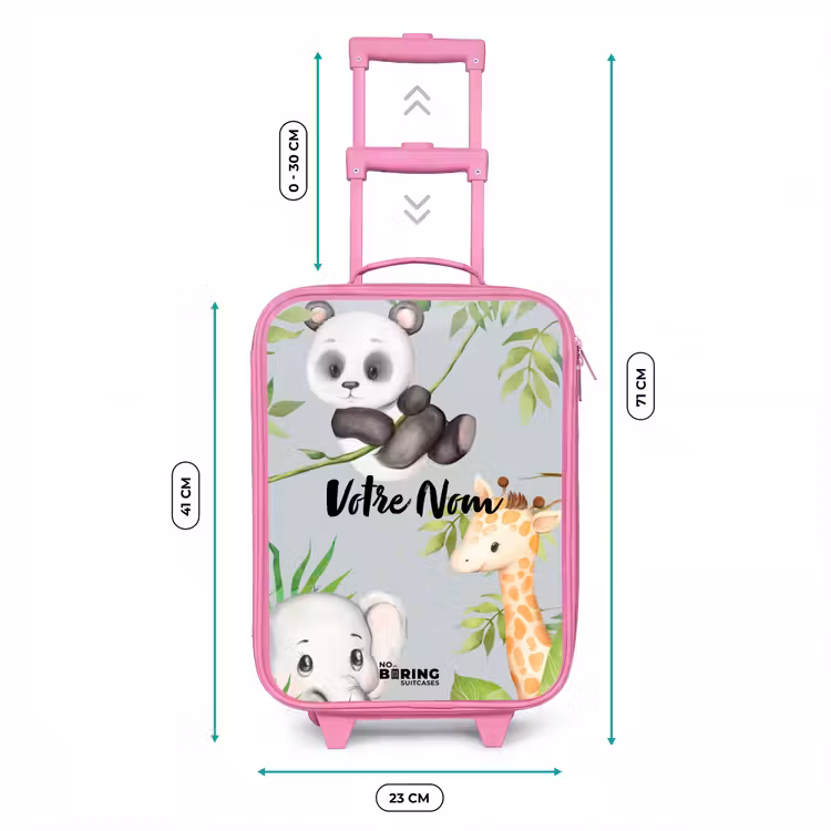 Valise enfant avec nom - Rose - Animaux dans la jungle — 6