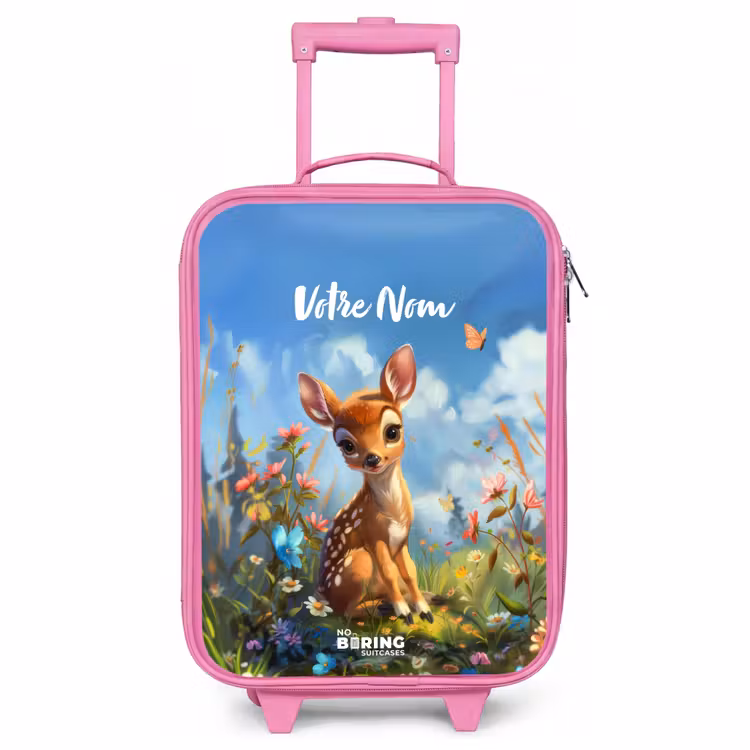 Valise enfant avec nom - Rose - Bailey fleur cerf — 1