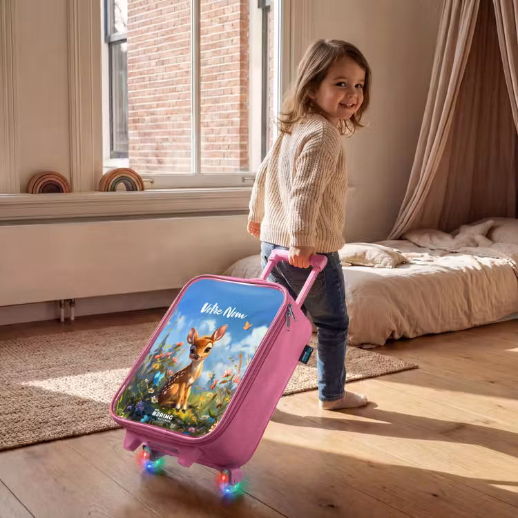 Valise enfant avec nom - Rose - Bailey fleur cerf — 2