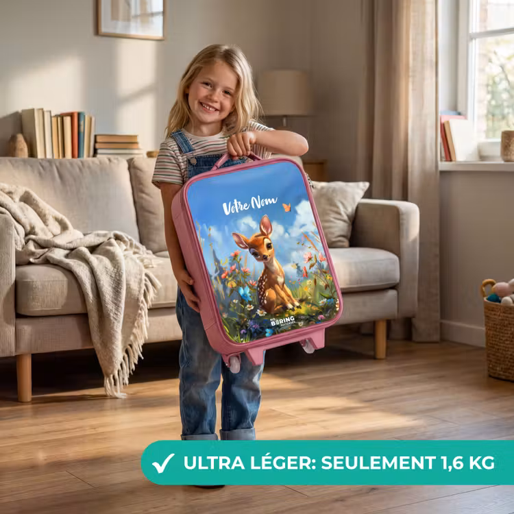 Valise enfant avec nom - Rose - Bailey fleur cerf — 3