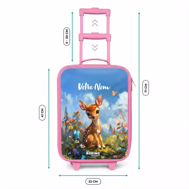 Valise enfant avec nom - Rose - Bailey fleur cerf — 6