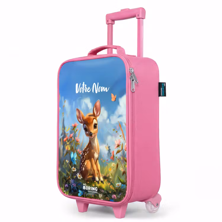 Valise enfant avec nom - Rose - Bailey fleur cerf — 8