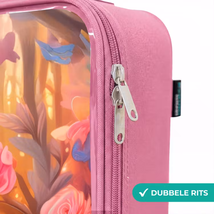 Valise enfant avec nom - Rose - Cerf de la forêt fleurie — 7