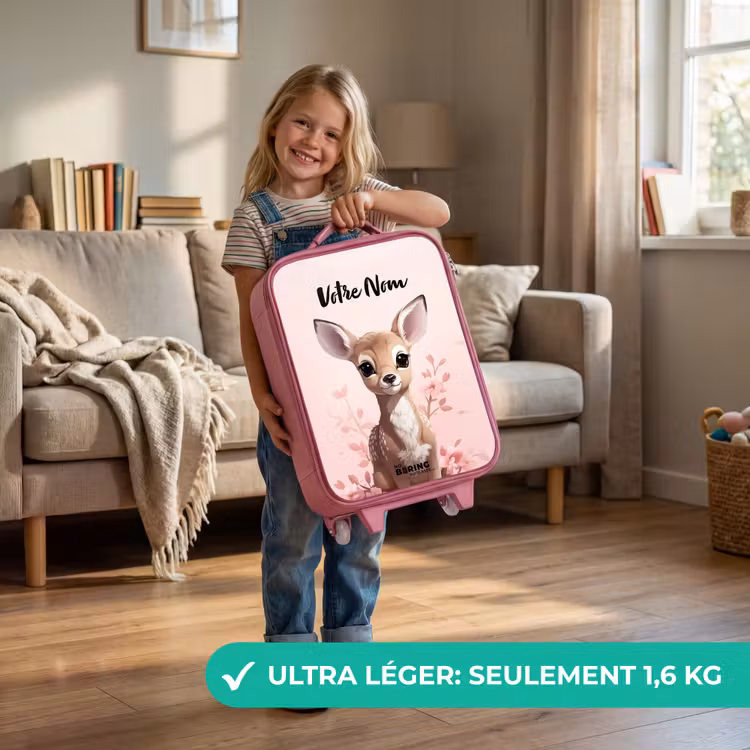 Valise enfant avec nom - Rose - Chevreuil Hedwig — 3