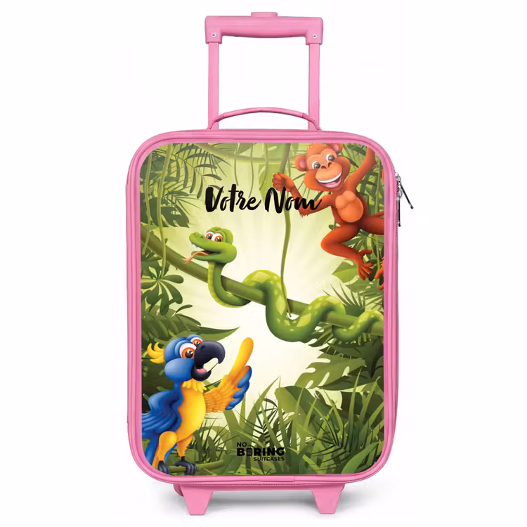 Valise enfant avec nom - Rose - Jolly jungle — 1