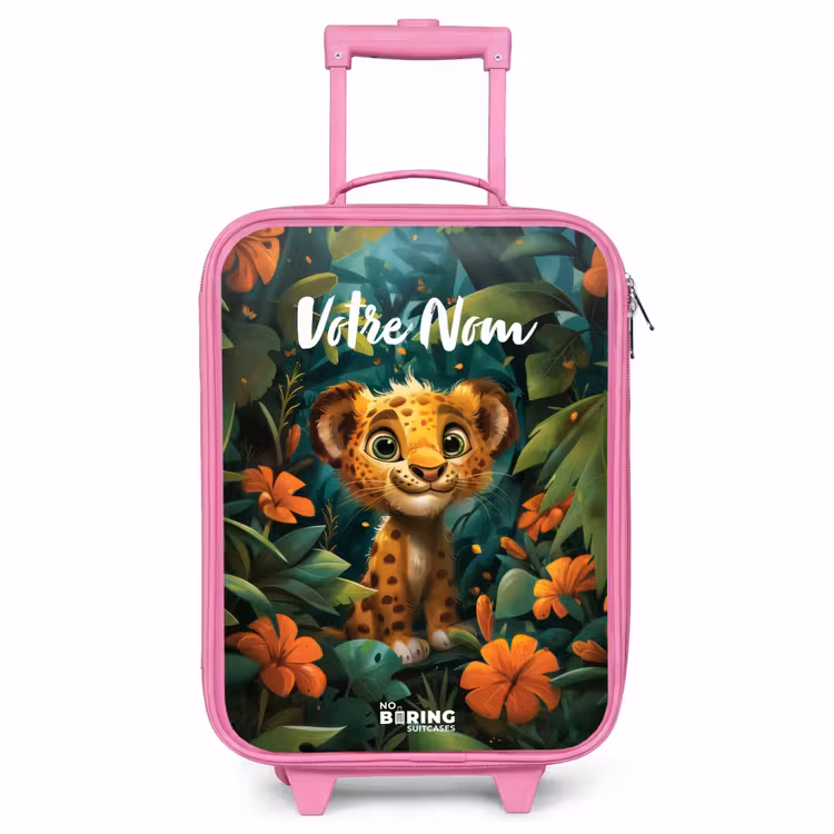 Valise enfant avec nom - Rose - Liam léopard — 1