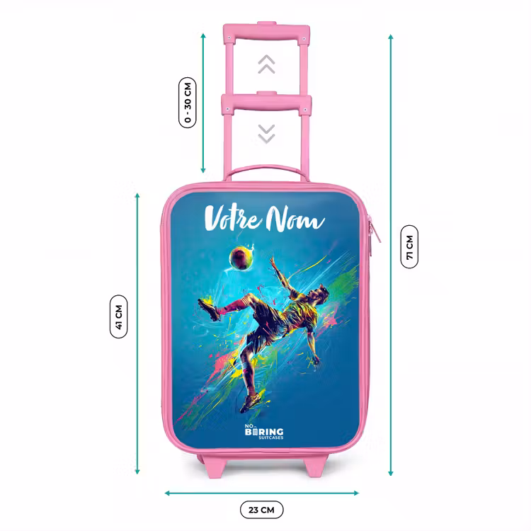 Valise enfant avec nom - Rose - Néon - Football - Coup de pied - Coloré — 6