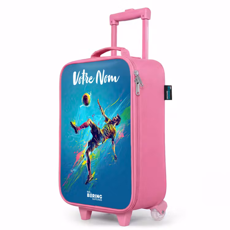 Valise enfant avec nom - Rose - Néon - Football - Coup de pied - Coloré — 8