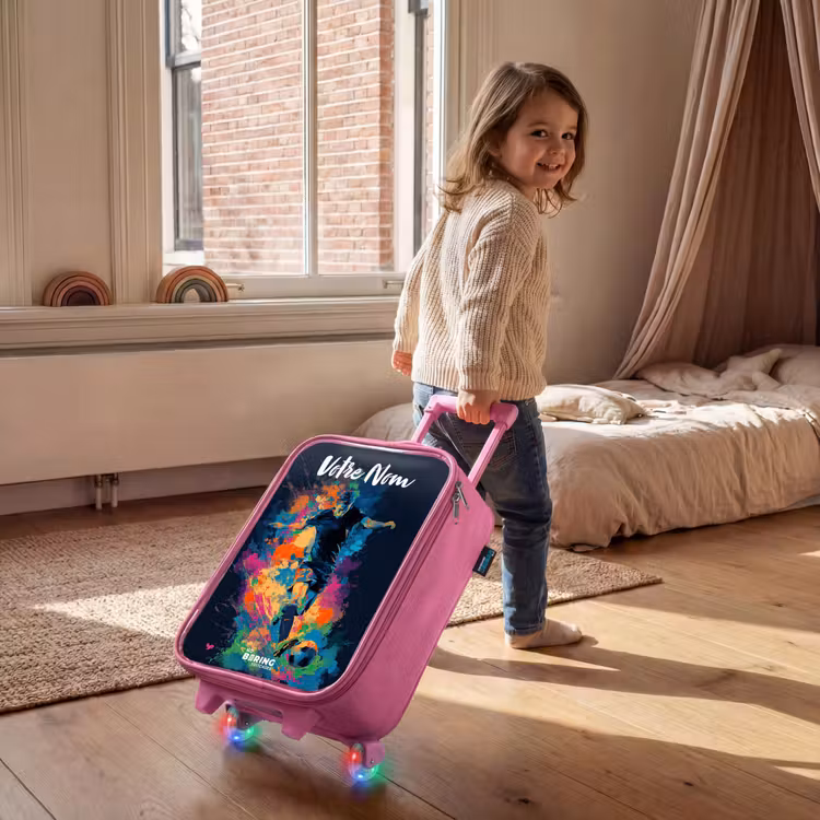 Valise enfant avec nom - Rose - Néon - footballeur - coloré — 2