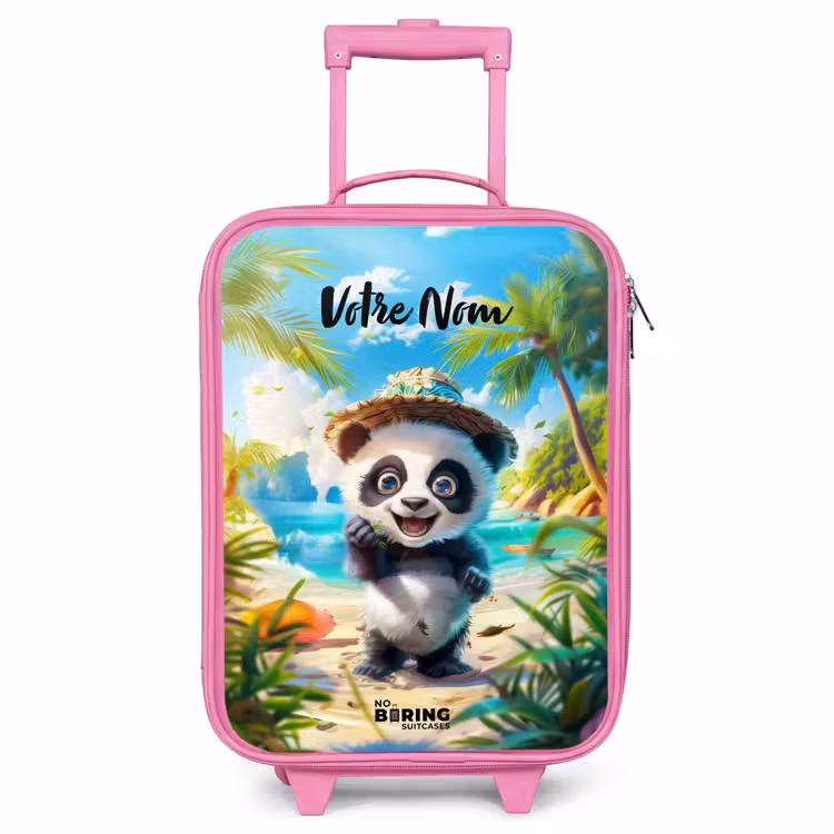 Valise enfant avec nom - Rose - Pablo panda — 1