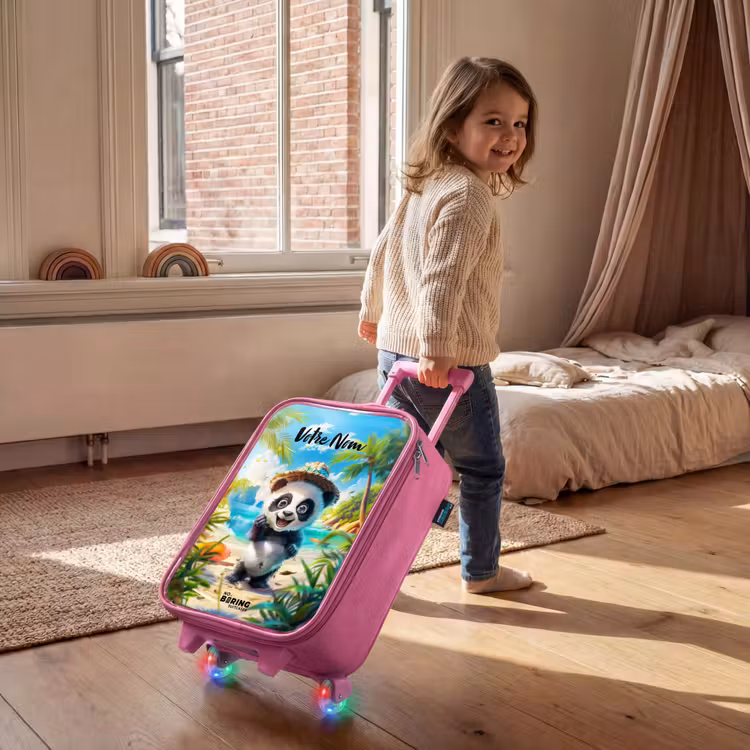 Valise enfant avec nom - Rose - Pablo panda — 2