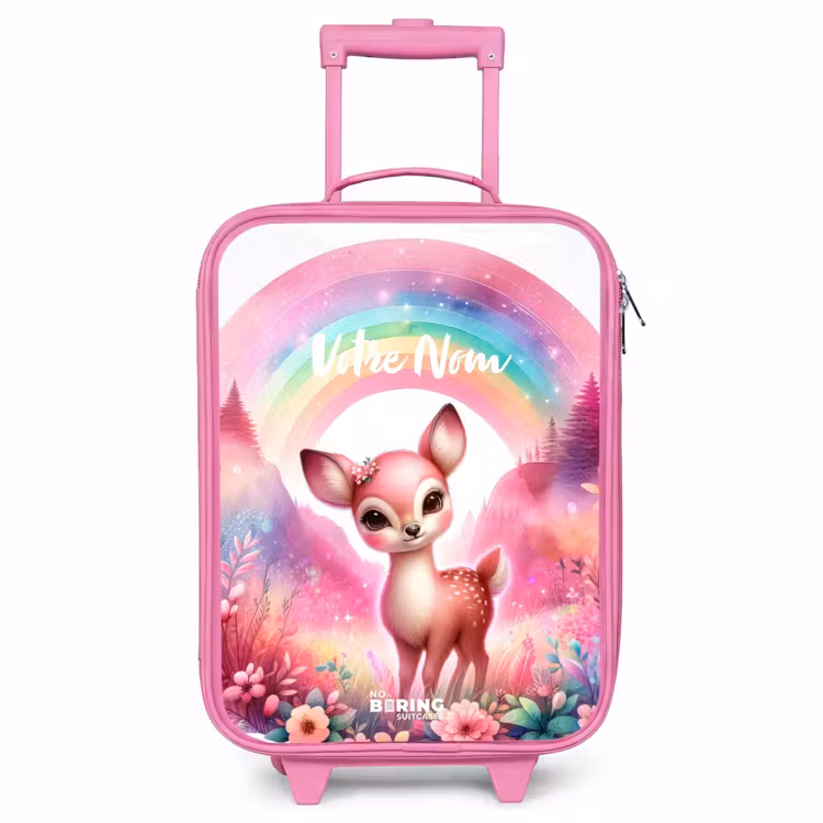 Valise enfant avec nom - Rose - Rouleau rose — 1
