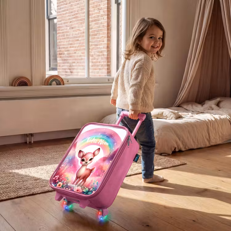 Valise enfant avec nom - Rose - Rouleau rose — 2