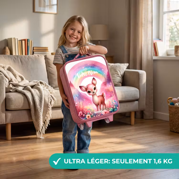 Valise enfant avec nom - Rose - Rouleau rose — 3