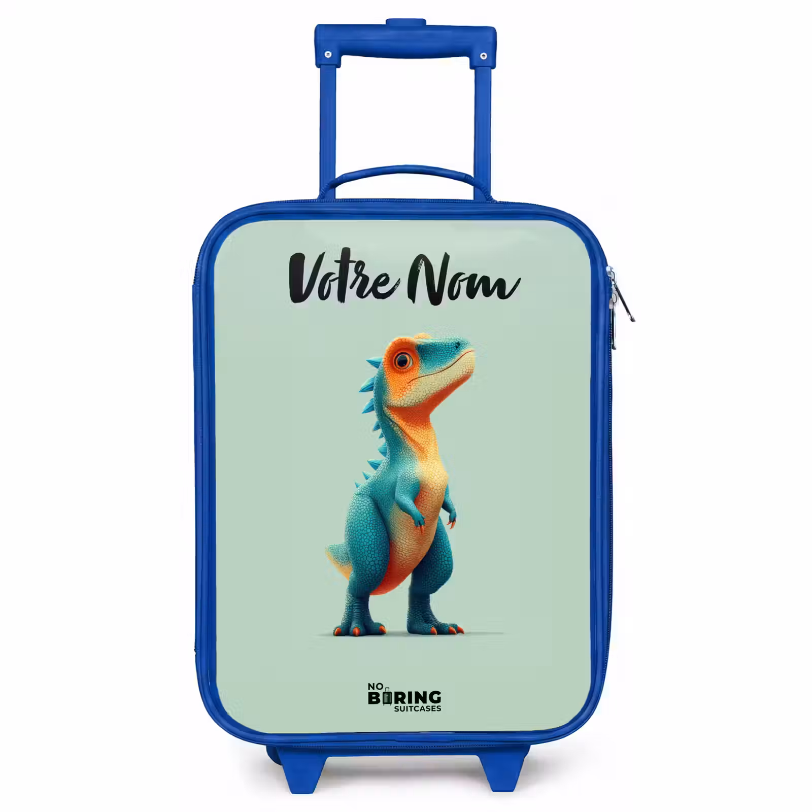 Valise enfant avec nom - Bleu - Dino - Animal - Vert - Orange — 1