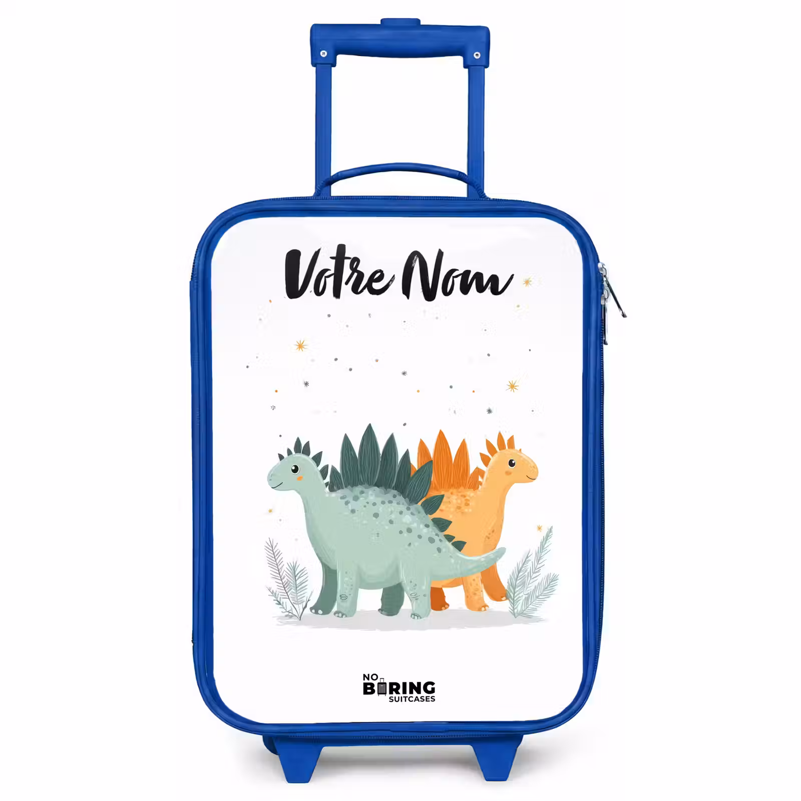 Valise enfant avec nom - Bleu - Dinosaures - Animaux - Étoiles — 1