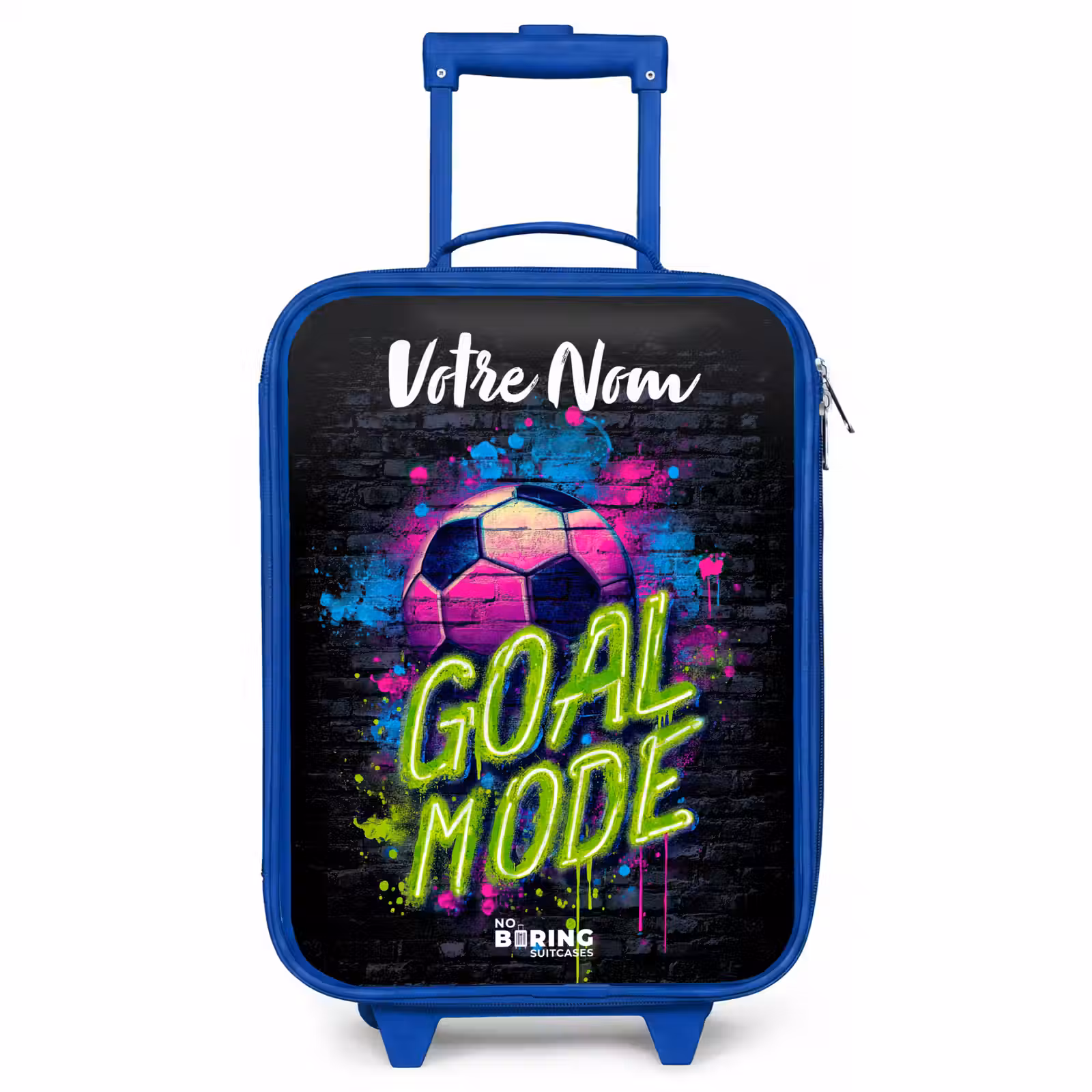 Valise enfant avec nom - Bleu - Néon - Graffiti - Football - Coloré — 1